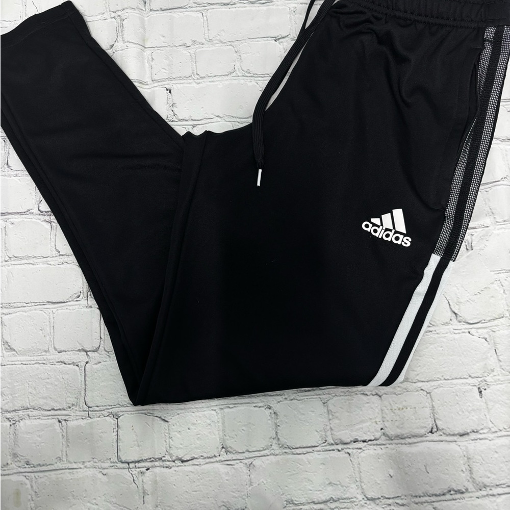 Adidas Teen Boy Black Joggers with White Stripes